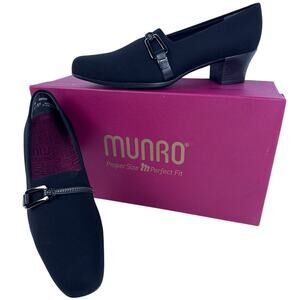 Munro Women's Cindi Black Stretch Fabric Shoes Heels Pumps Closed Toe Sz 7N